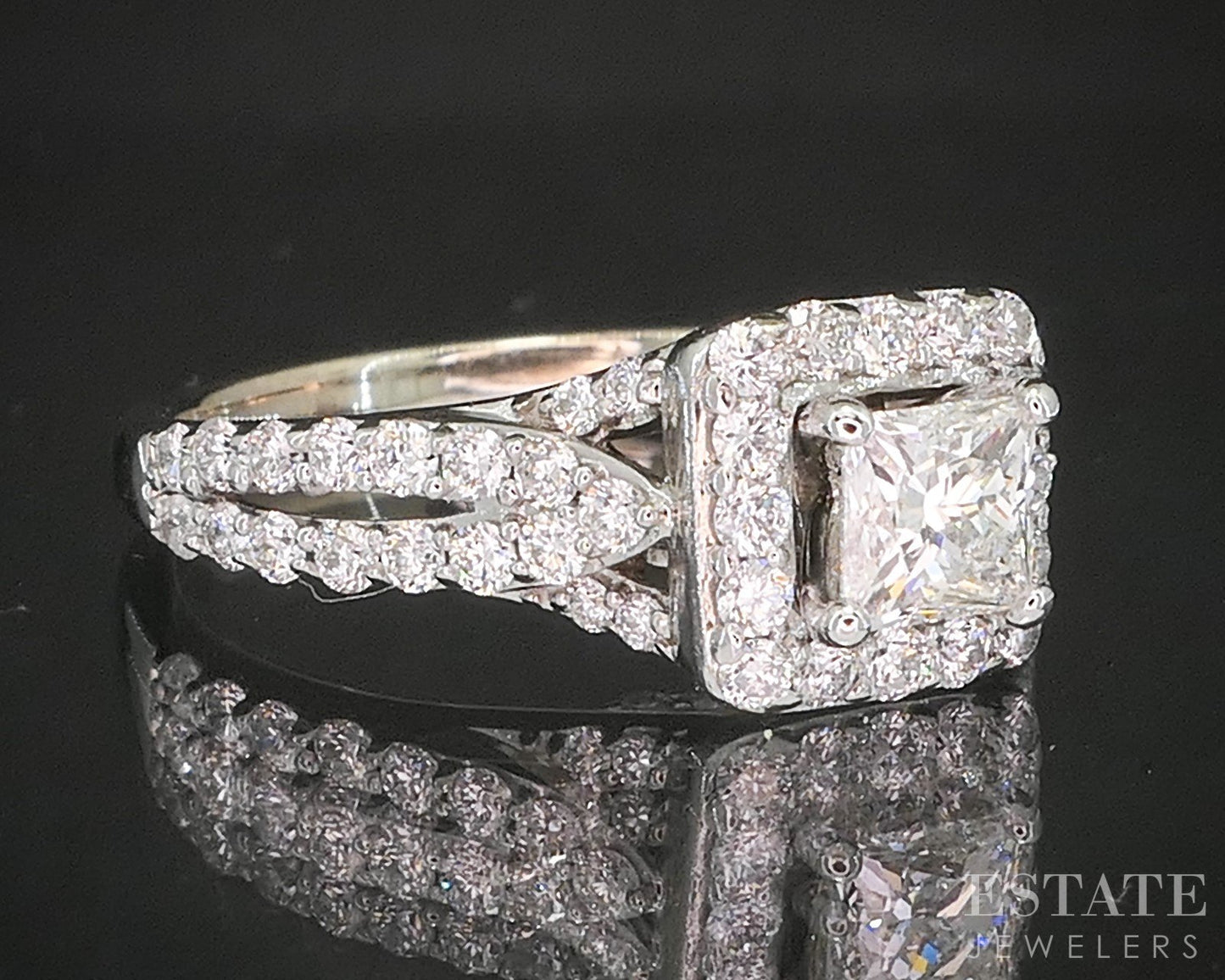 14k White Gold Tolkowsky GSI Natural 1.55ctw Diamond Engagement Ring 4.4g p16277