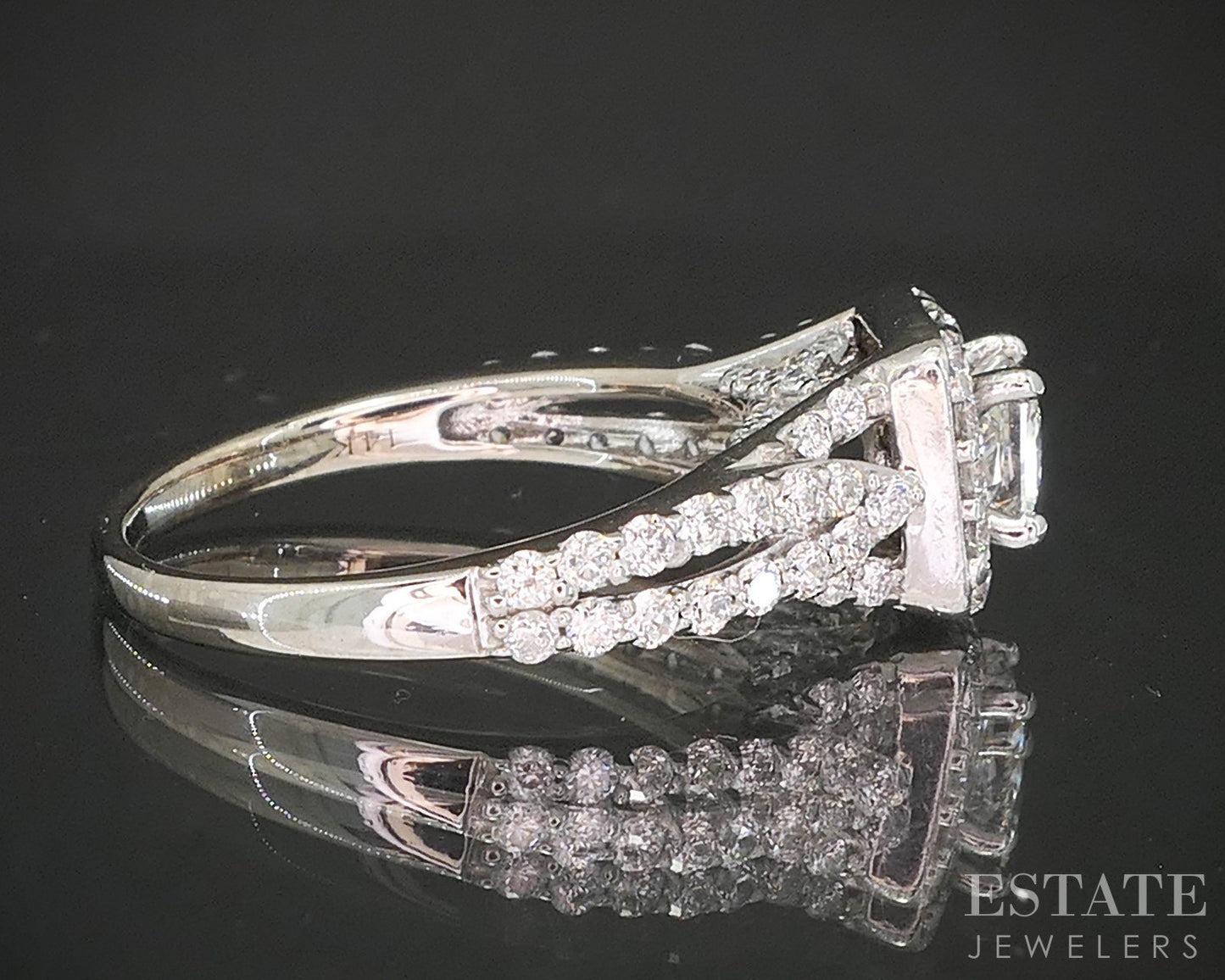 14k White Gold Tolkowsky GSI Natural 1.55ctw Diamond Engagement Ring 4.4g p16277