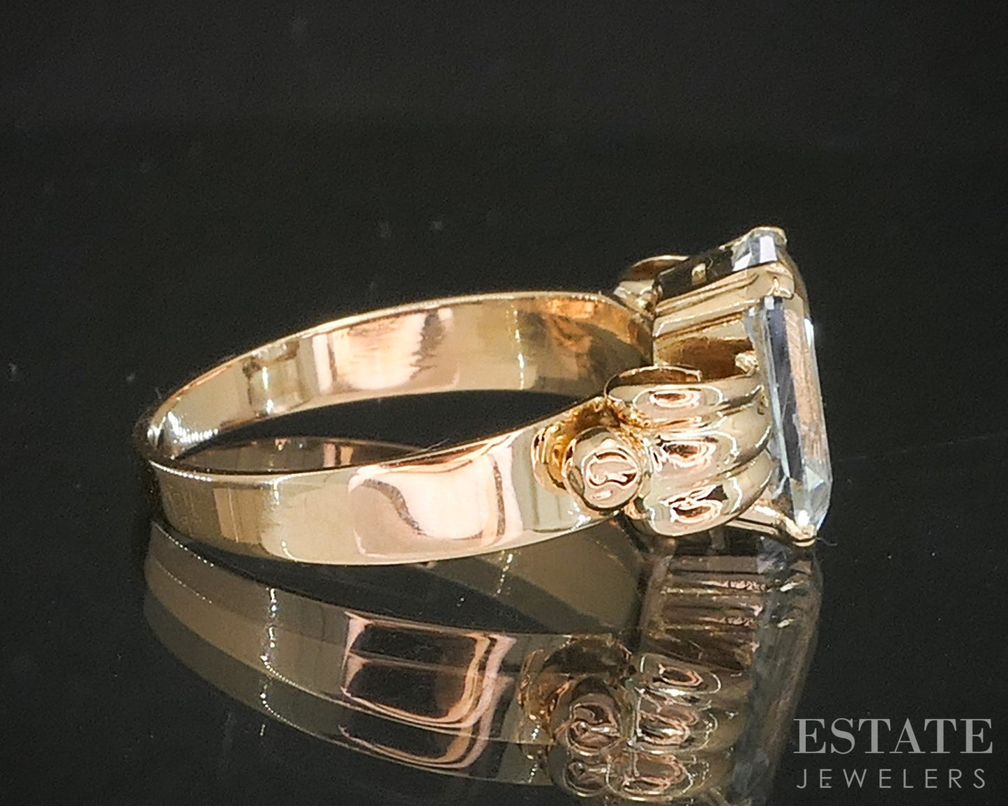 Vintage 18k Yellow Gold 2.16ct Natural Aquamarine Solitaire Ring 3.2g p15464