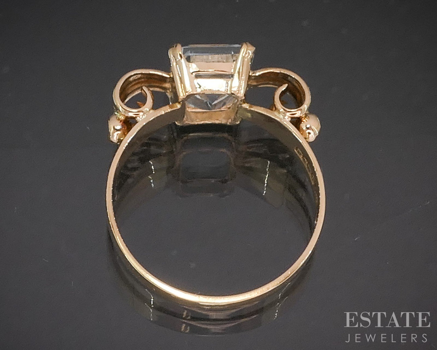 Vintage 18k Yellow Gold 2.16ct Natural Aquamarine Solitaire Ring 3.2g p15464