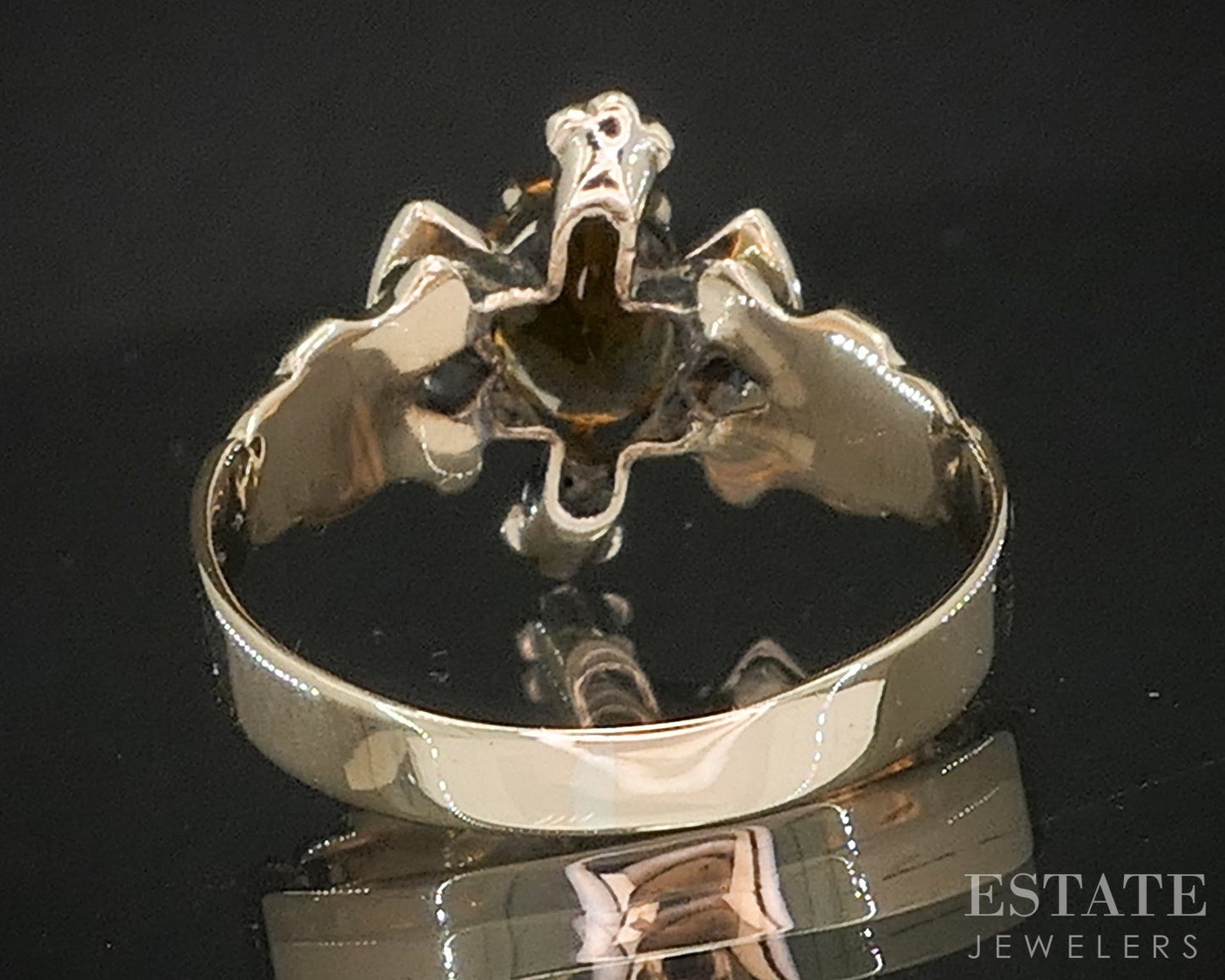 Antique Victorian 9k Yellow Gold Natural Citrine & Seed Pearl Ring 2.2g p15463