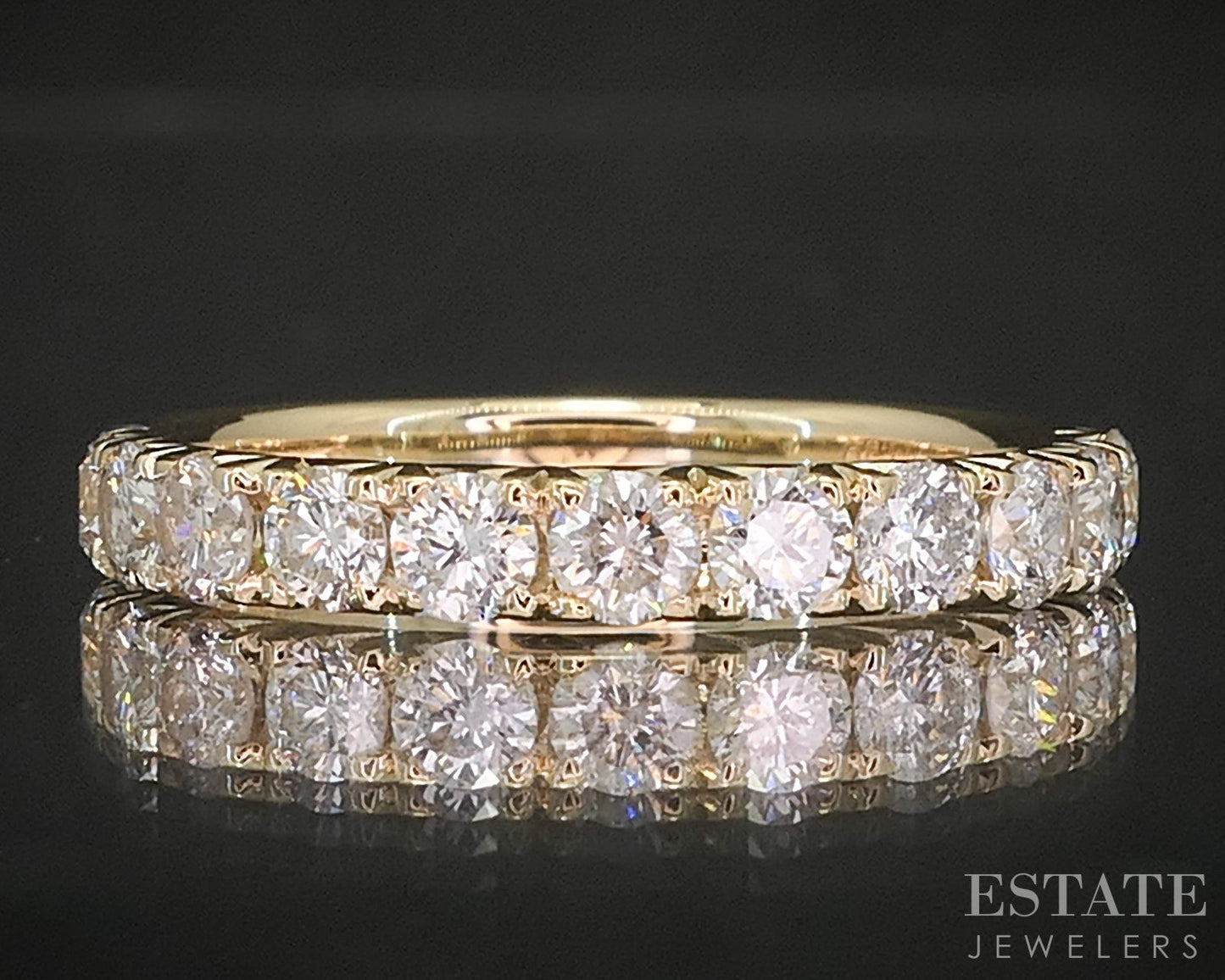 14k Yellow Gold Round Natural 1.05ctw Diamond Ladies Wedding Band 2.9g p16320