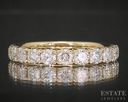 14k Yellow Gold Round Natural 1.05ctw Diamond Ladies Wedding Band 2.9g p16320