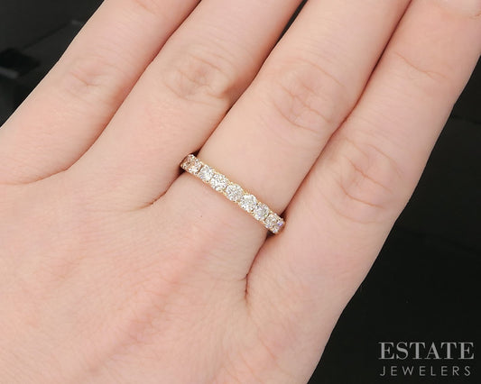 14k Yellow Gold Round Natural 1.05ctw Diamond Ladies Wedding Band 2.9g p16320