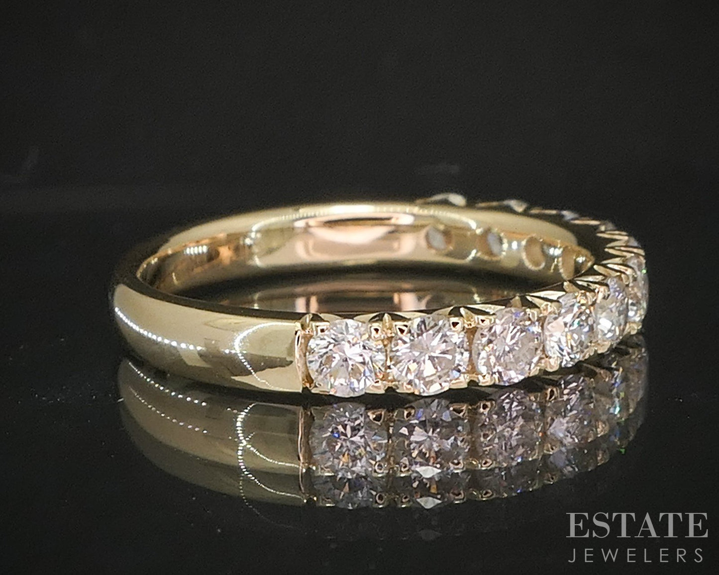 14k Yellow Gold Round Natural 1.05ctw Diamond Ladies Wedding Band 2.9g p16320