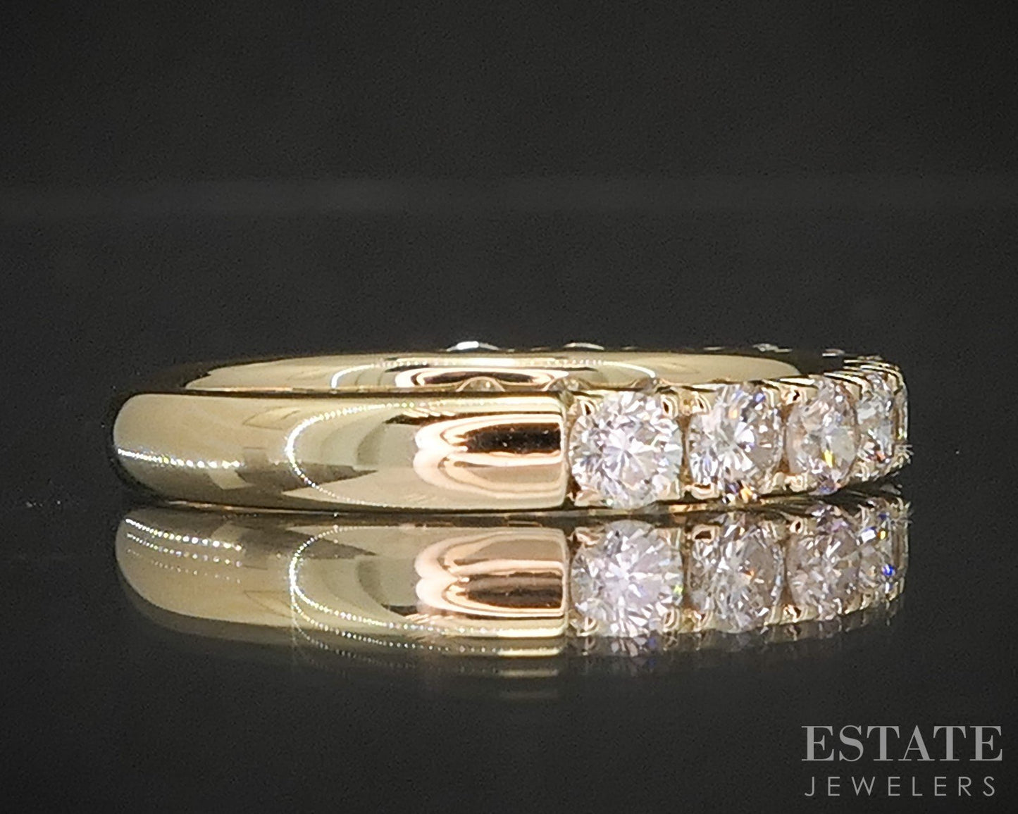 14k Yellow Gold Round Natural 1.05ctw Diamond Ladies Wedding Band 2.9g p16320