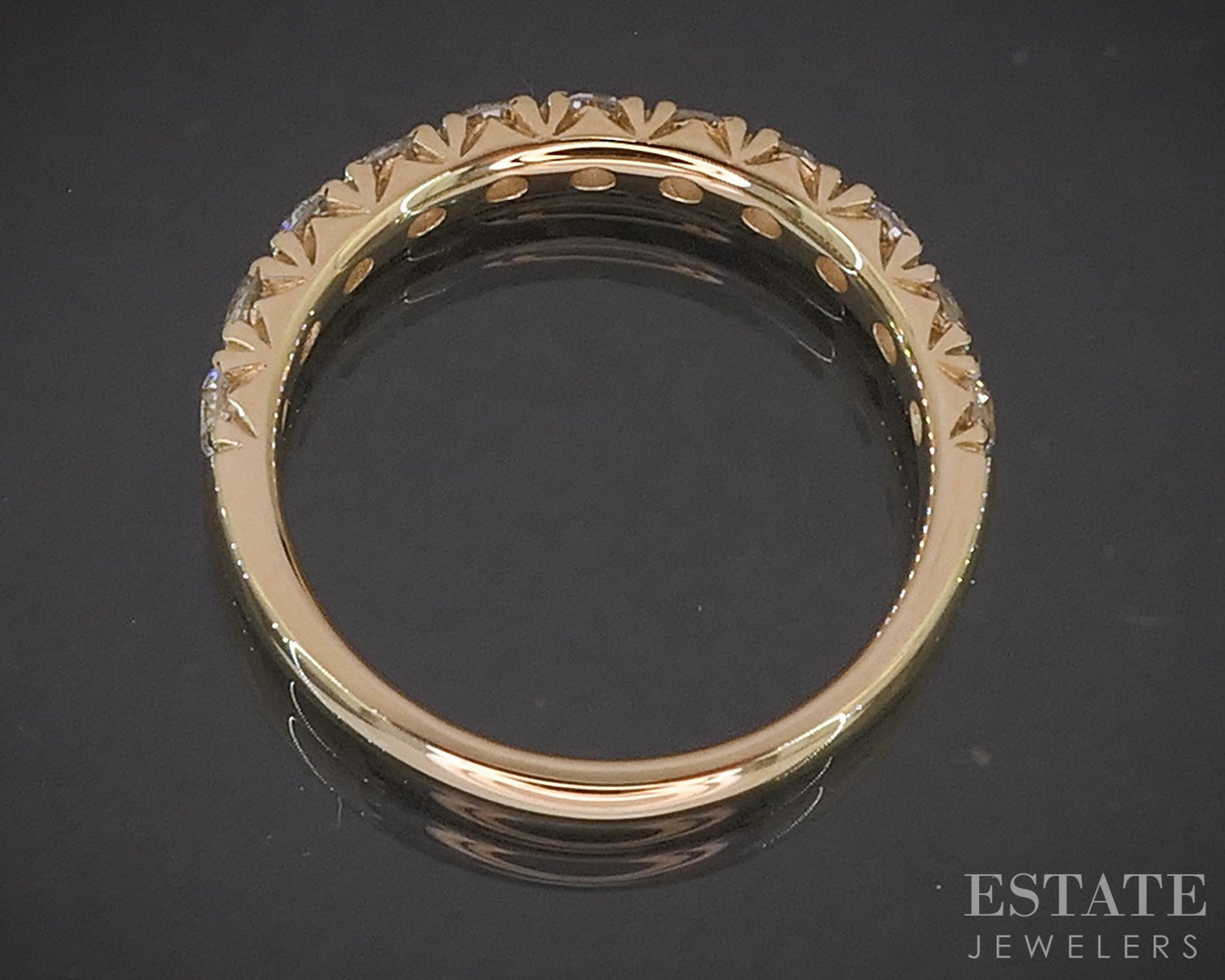 14k Yellow Gold Round Natural 1.05ctw Diamond Ladies Wedding Band 2.9g p16320