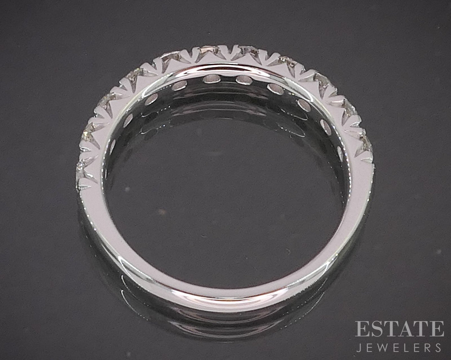 14k White Gold Round Natural 1.05ctw Diamond Ladies Wedding Band 3g p16318