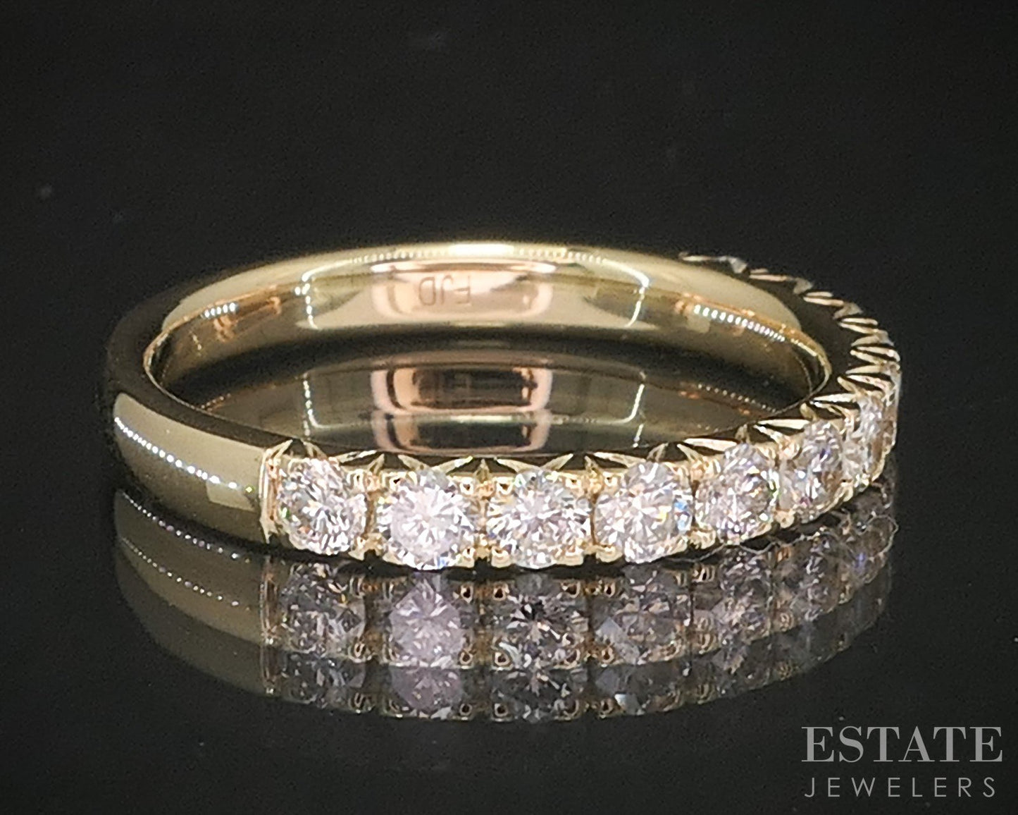 14k Yellow Gold Round Natural .72ctw Diamond Ladies Wedding Band 2.7g p16317