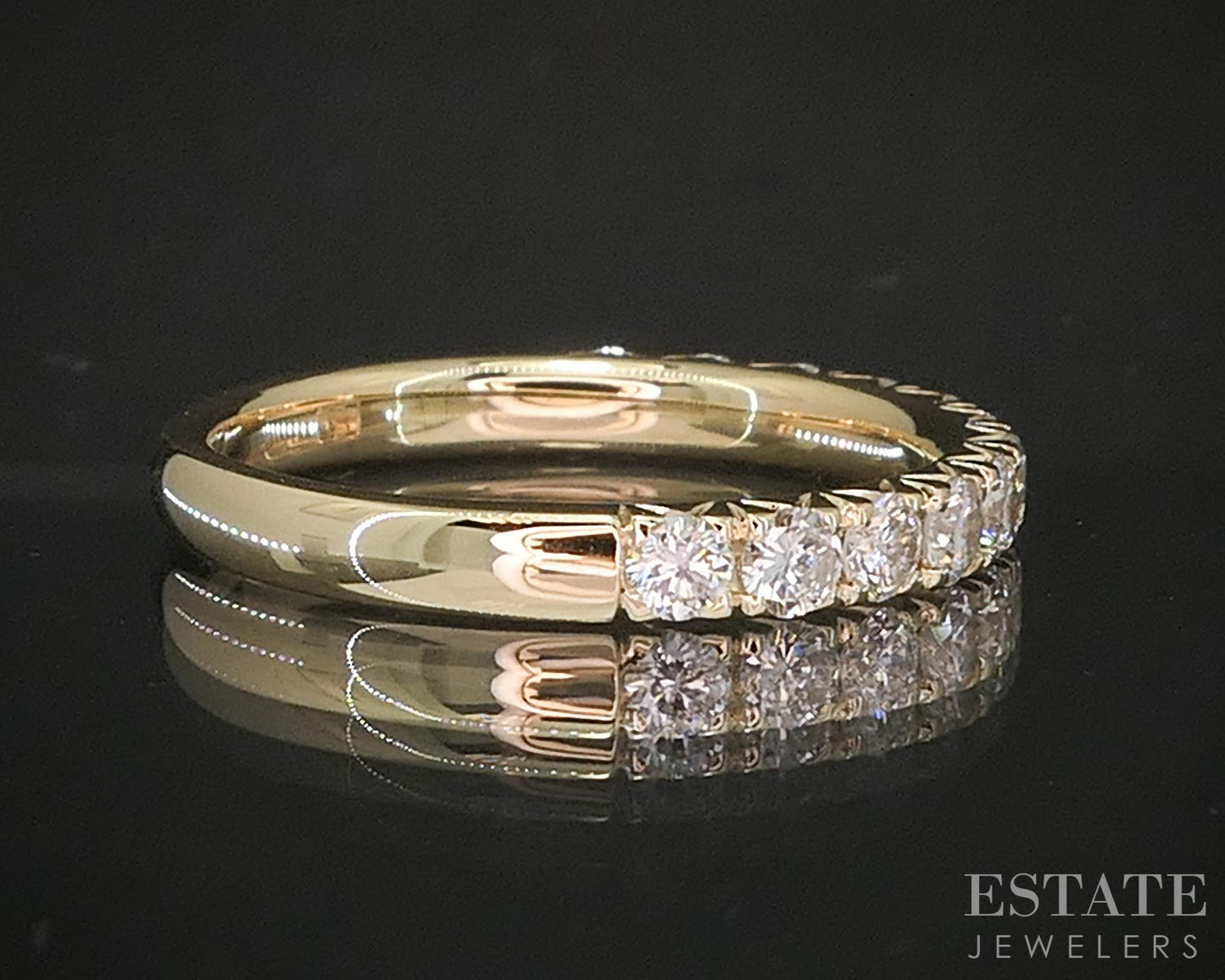 14k Yellow Gold Round Natural .72ctw Diamond Ladies Wedding Band 2.7g p16317