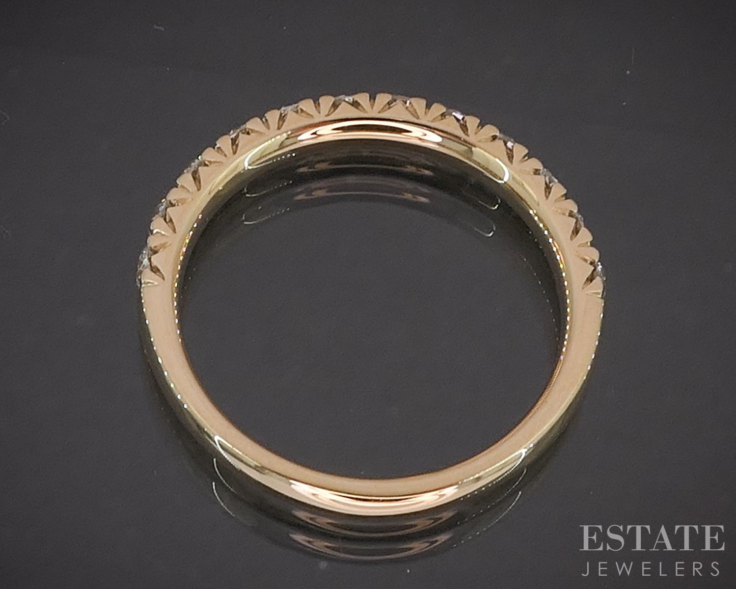 14k Yellow Gold Round Natural .72ctw Diamond Ladies Wedding Band 2.7g p16317