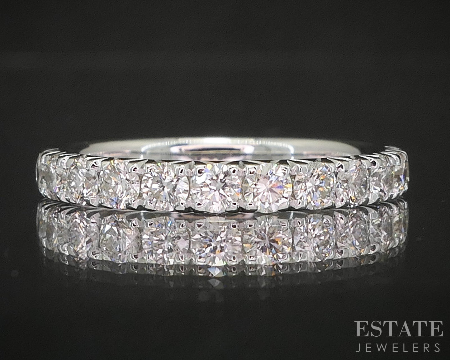 14k White Gold Round Natural .73ctw Diamond Ladies Wedding Band 2.7g p16316