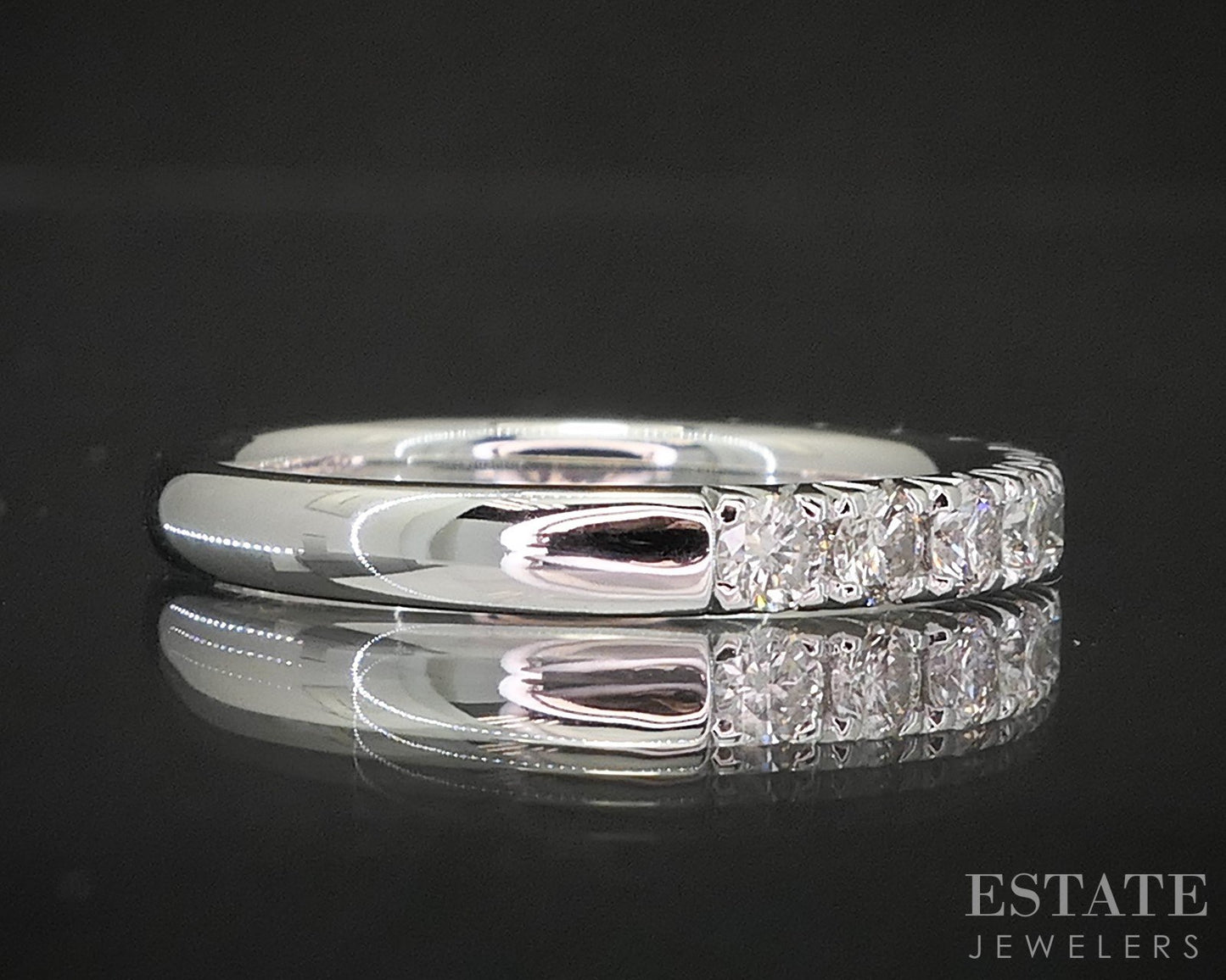 14k White Gold Round Natural .73ctw Diamond Ladies Wedding Band 2.7g p16316