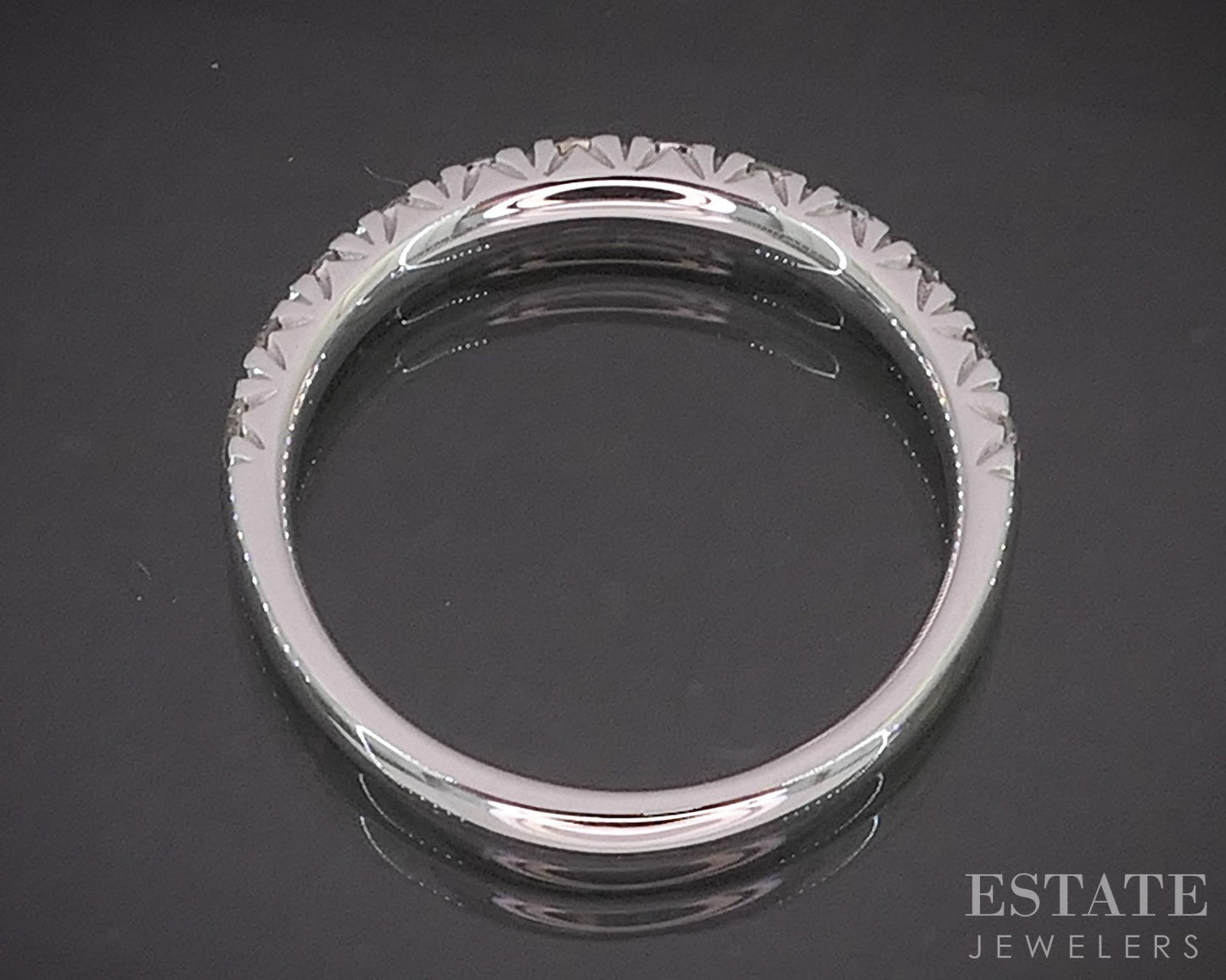 14k White Gold Round Natural .73ctw Diamond Ladies Wedding Band 2.7g p16316