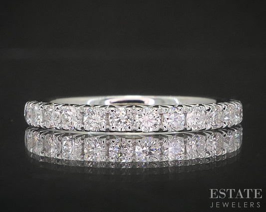 14k White Gold Round Natural .50ctw Diamond Ladies Wedding Band 2.1g p16314