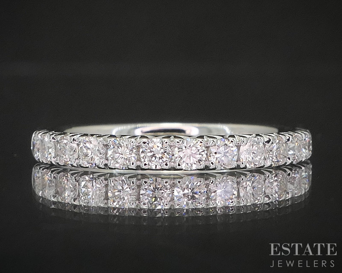 14k White Gold Round Natural .50ctw Diamond Ladies Wedding Band 2.1g p16314