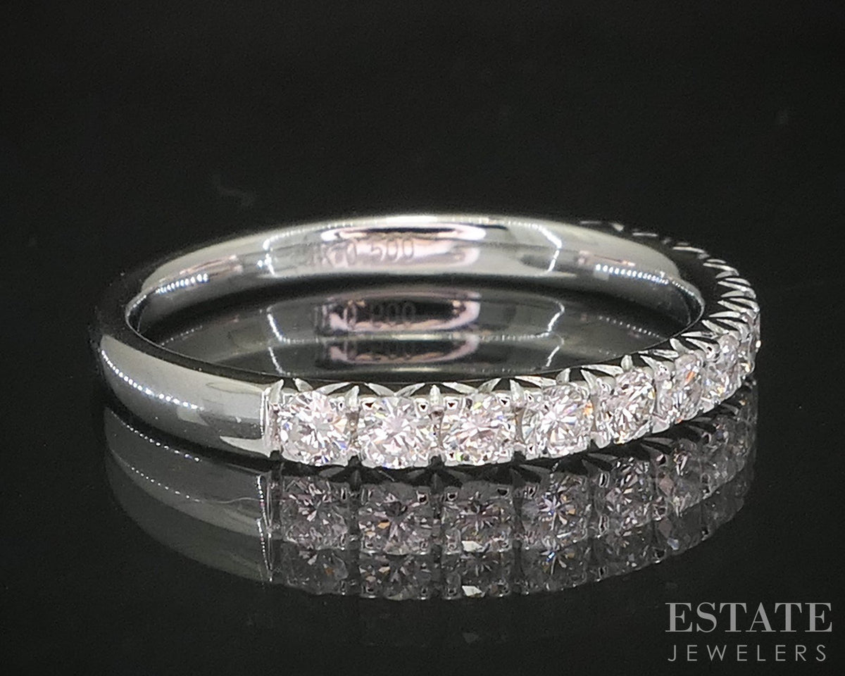 14k White Gold Round Natural .50ctw Diamond Ladies Wedding Band 2.1g p16314
