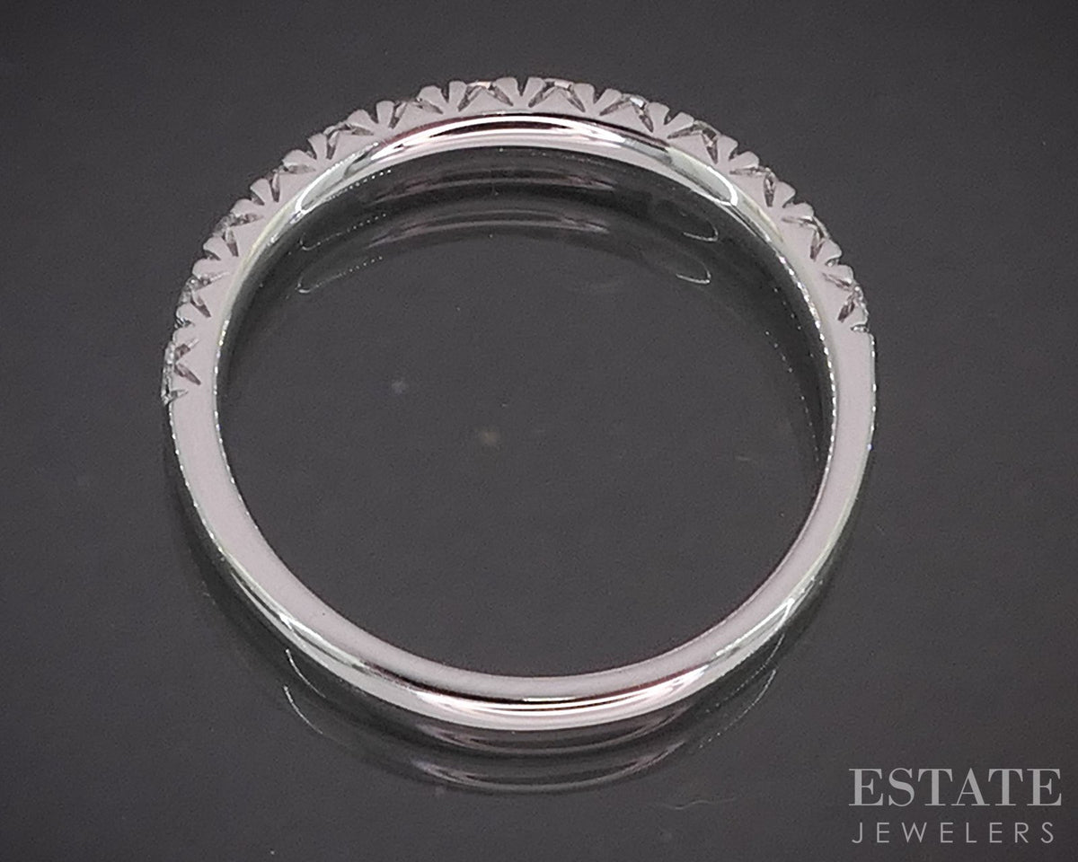 14k White Gold Round Natural .50ctw Diamond Ladies Wedding Band 2.1g p16314