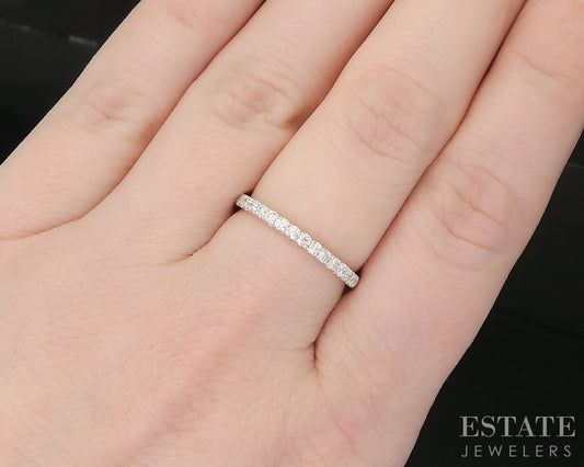 14k White Gold Round Natural .34ctw Diamond Ladies Wedding Band 1.6g p16312