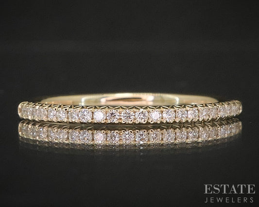 14k Yellow Gold Round Natural .11ctw Diamond Ladies Wedding Band 1.4g p16309