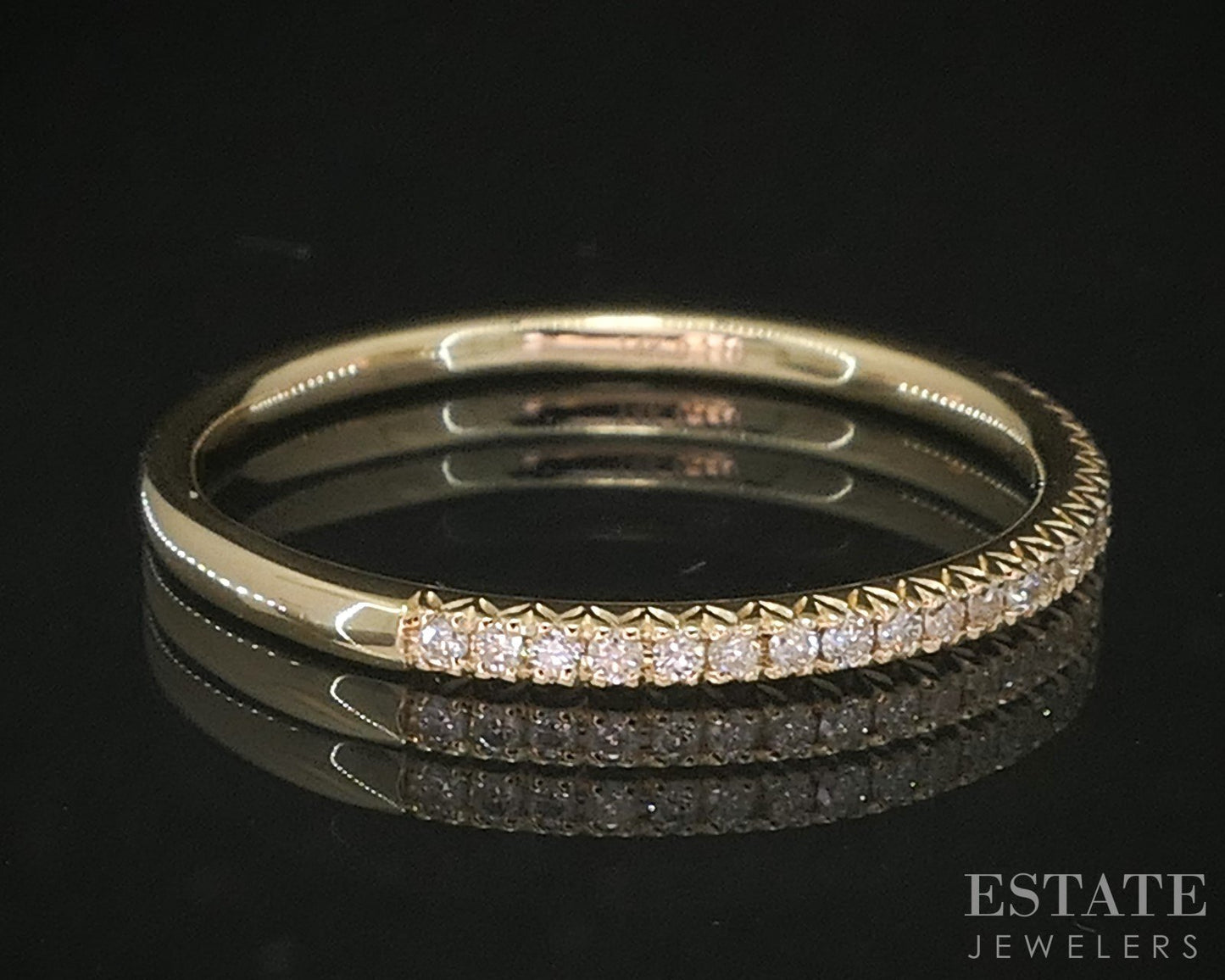 14k Yellow Gold Round Natural .11ctw Diamond Ladies Wedding Band 1.4g p16309