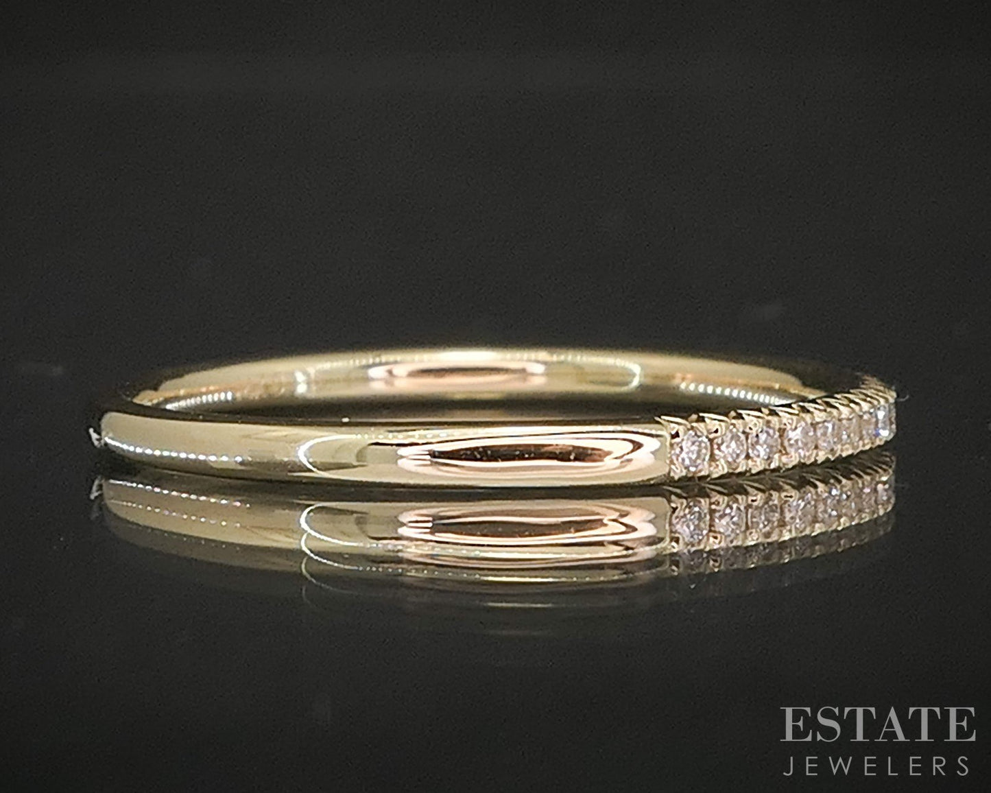 14k Yellow Gold Round Natural .11ctw Diamond Ladies Wedding Band 1.4g p16309