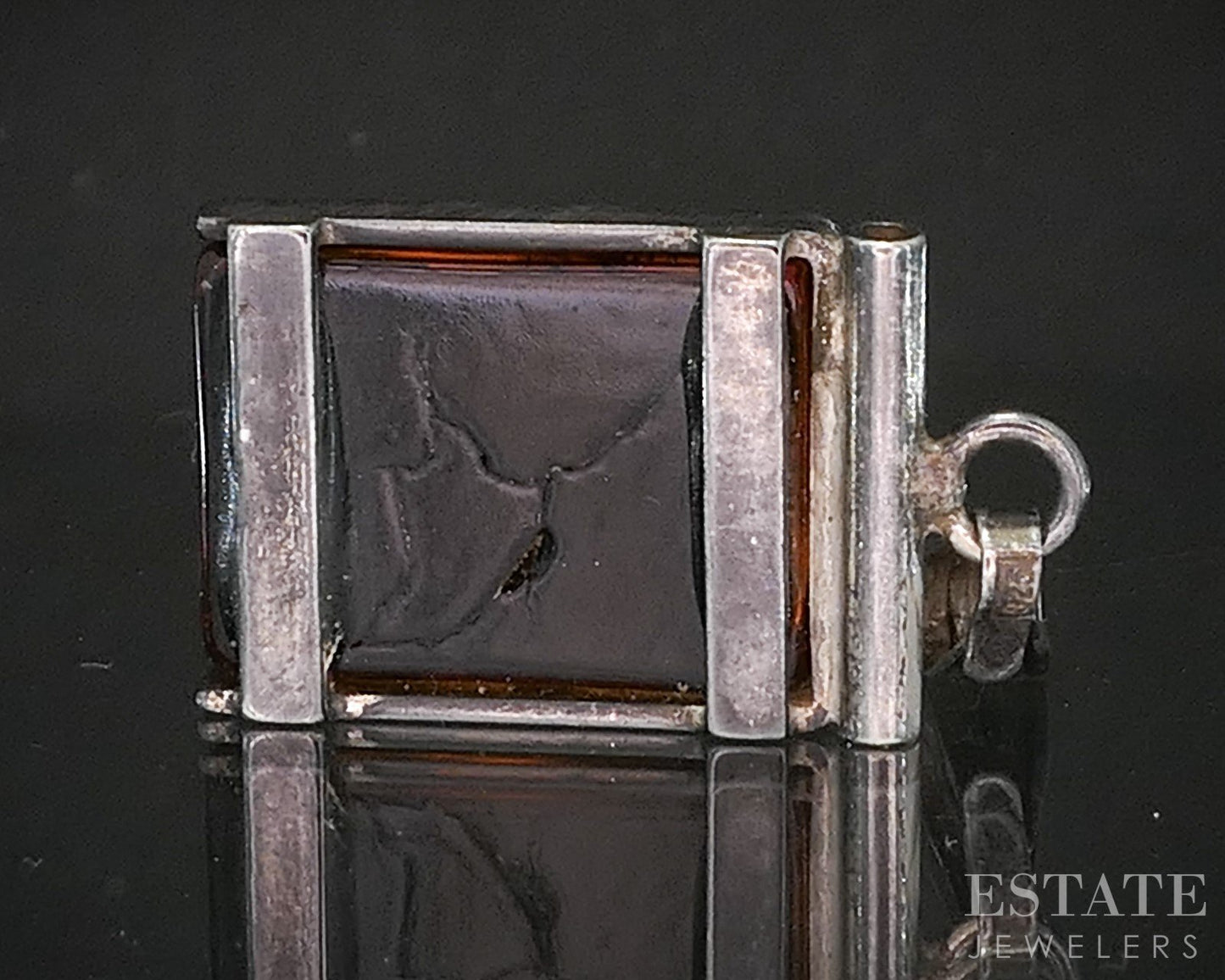 Vintage Sterling Silver Natural Amber Ladies Pendant 3.9g p16388