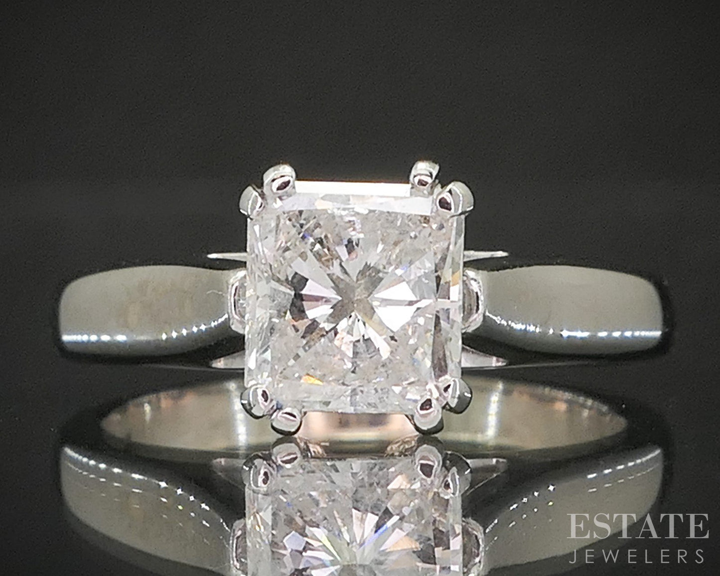 14k White Gold Radiant GSI Natural 1.00ct Diamond Solitaire Ring 4.1g p16538