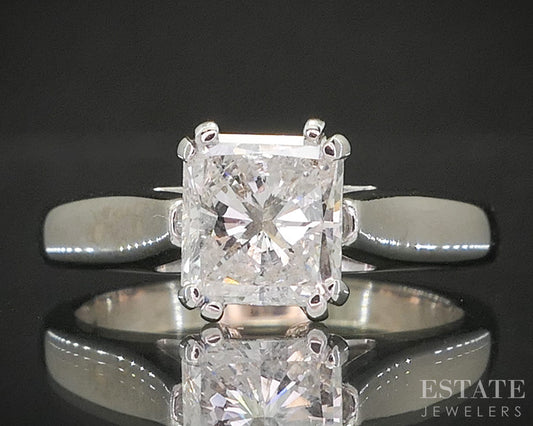 14k White Gold Radiant GSI Natural 1.00ct Diamond Solitaire Ring 4.1g p16538