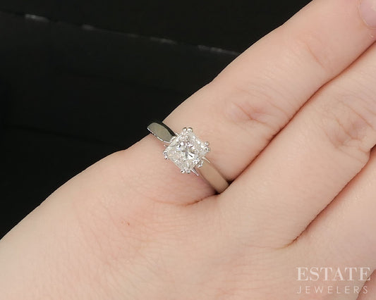 14k White Gold Radiant GSI Natural 1.00ct Diamond Solitaire Ring 4.1g p16538