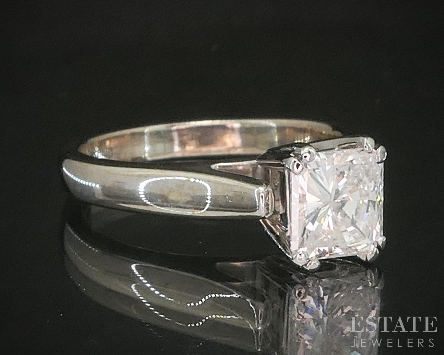 14k White Gold Radiant GSI Natural 1.00ct Diamond Solitaire Ring 4.1g p16538