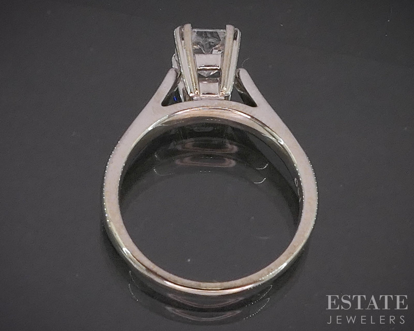 14k White Gold Radiant GSI Natural 1.00ct Diamond Solitaire Ring 4.1g p16538