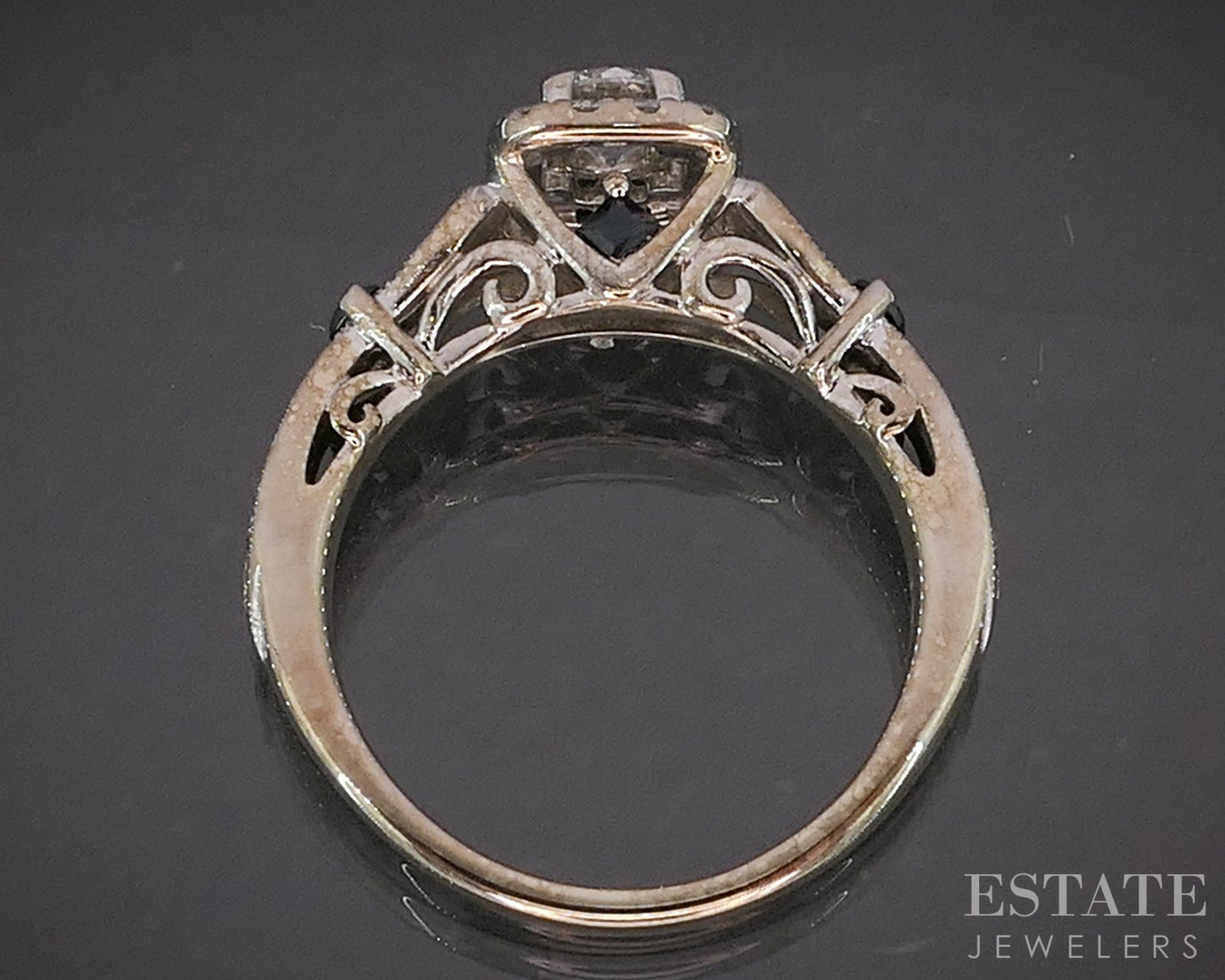 14k White Gold Natural Diamond & Sapphire Vera Wang Engagement Ring 4g p16418