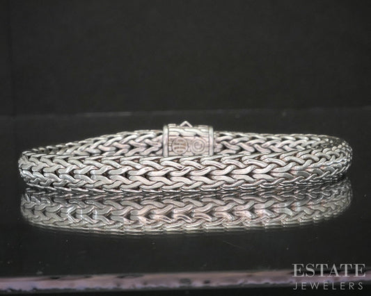 Sterling John Hardy Natural Diamond Wheat Icon Chain Bracelet 43g p16534