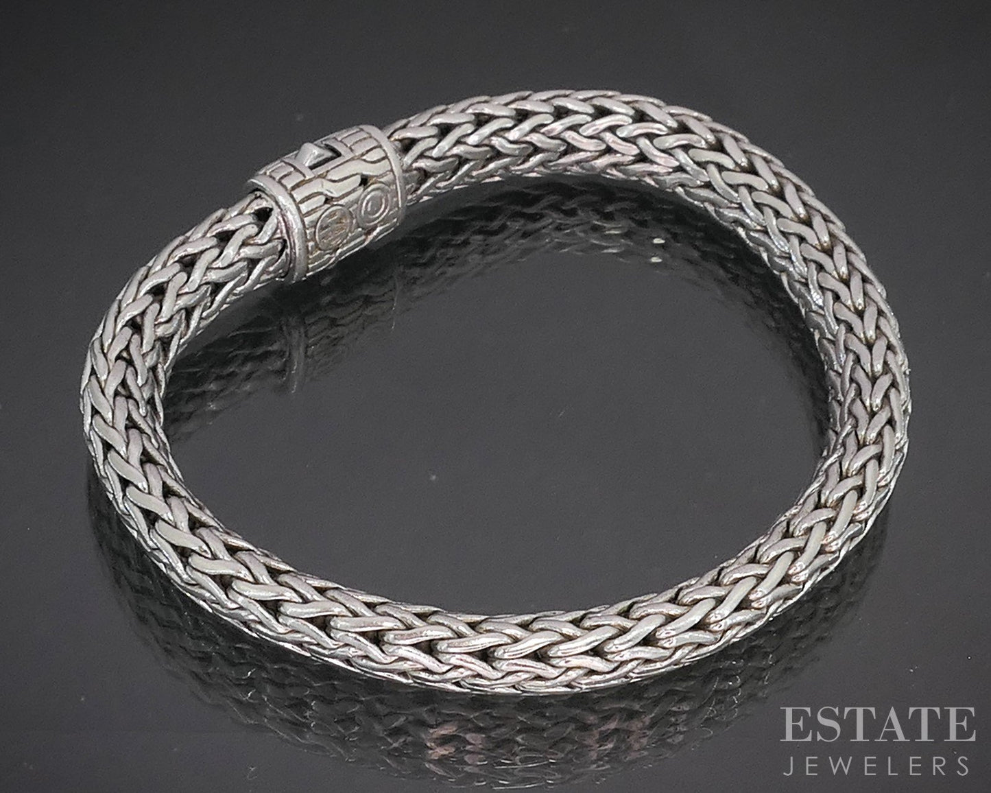 Sterling John Hardy Natural Diamond Wheat Icon Chain Bracelet 43g p16534