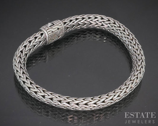 Sterling John Hardy Natural Diamond Wheat Icon Chain Bracelet 43g p16534