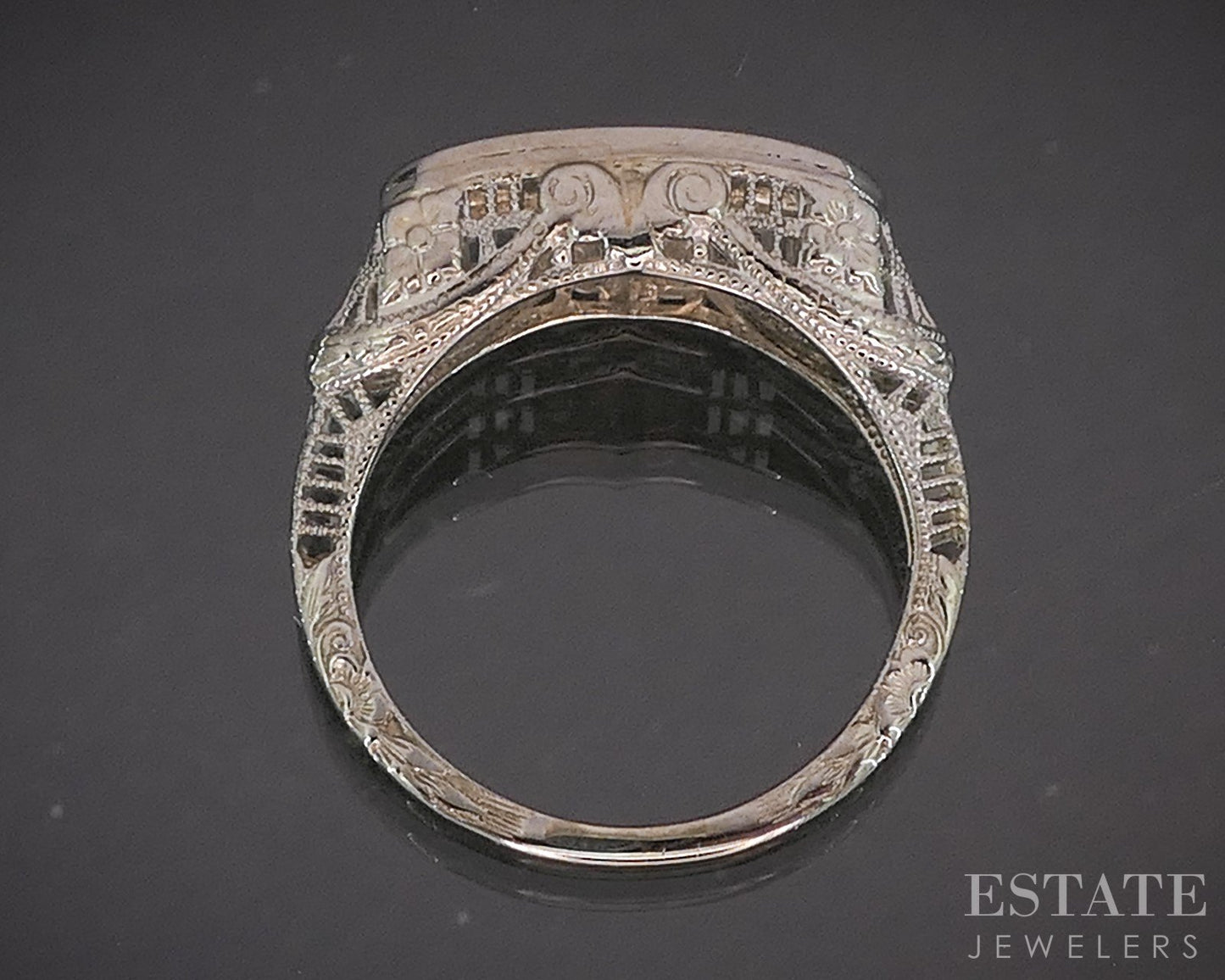 Antique 18k Gold European Natural .35ctw Diamond Filigree Band Ring 2.9g p16410