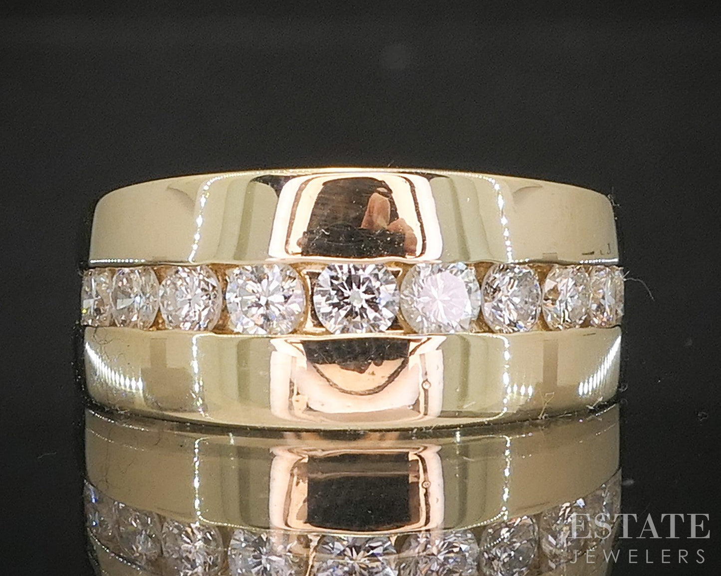 14k Yellow Gold Natural .40ctw Diamond Flat Band Ring 4.9g p16403