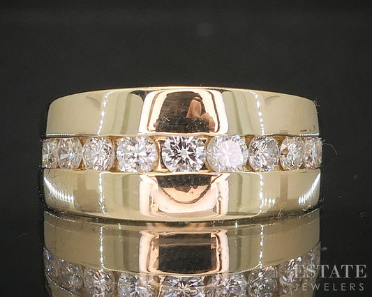 14k Yellow Gold Natural .40ctw Diamond Flat Band Ring 4.9g p16403