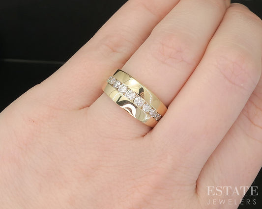 14k Yellow Gold Natural .40ctw Diamond Flat Band Ring 4.9g p16403