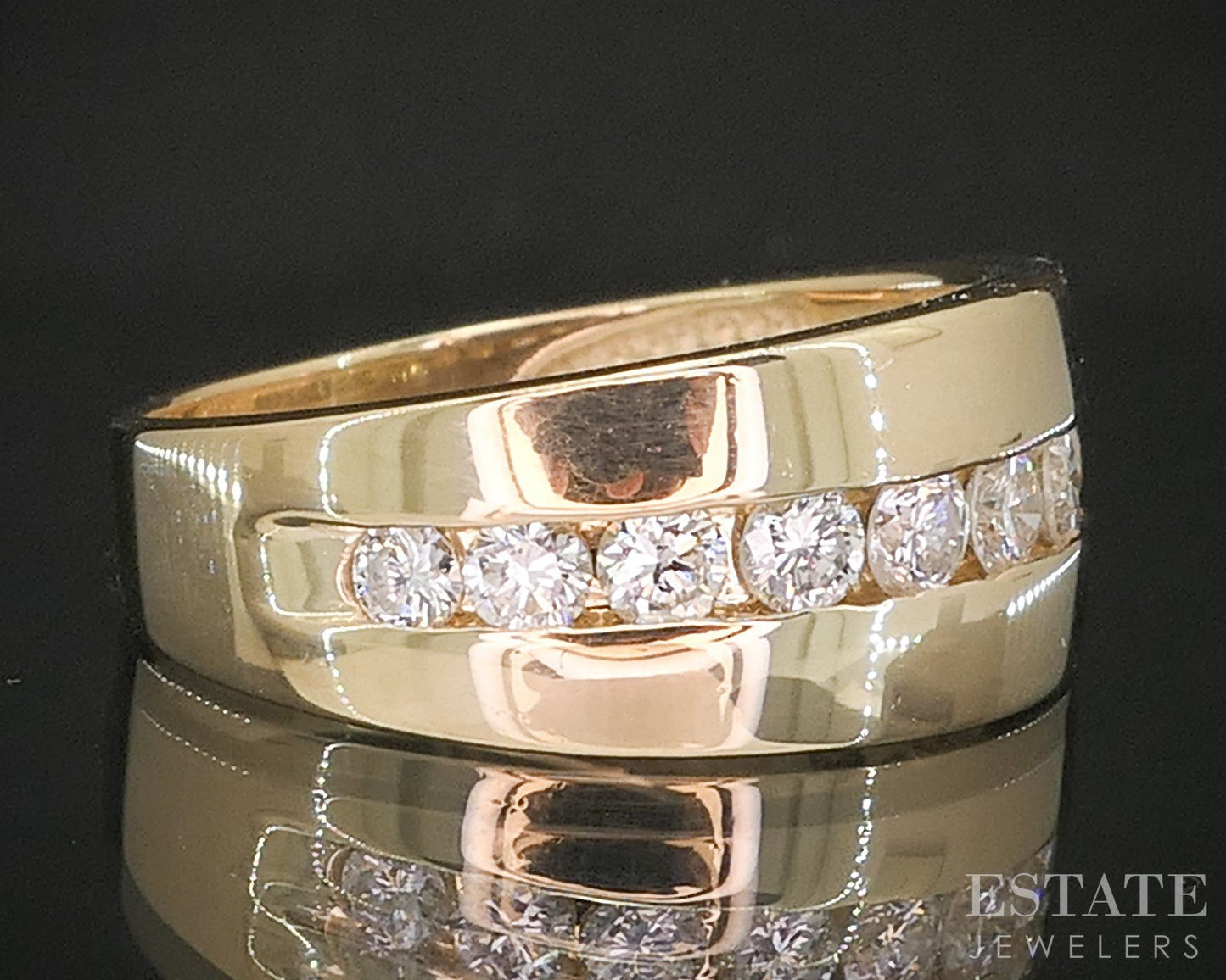 14k Yellow Gold Natural .40ctw Diamond Flat Band Ring 4.9g p16403