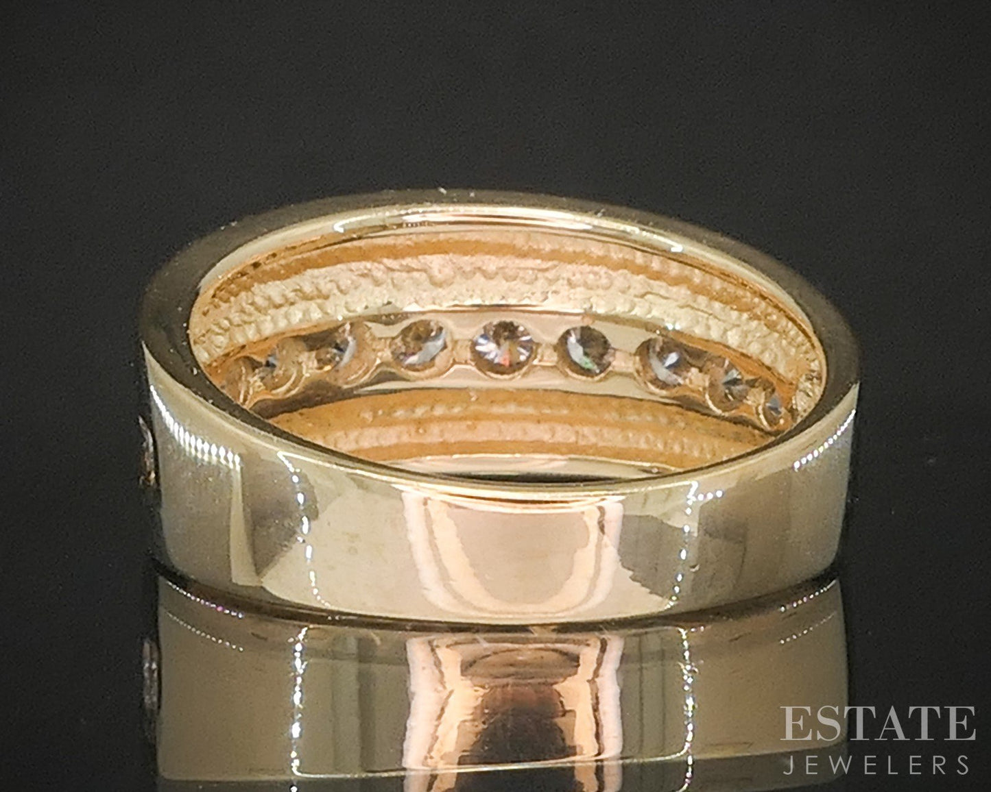 14k Yellow Gold Natural .40ctw Diamond Flat Band Ring 4.9g p16403