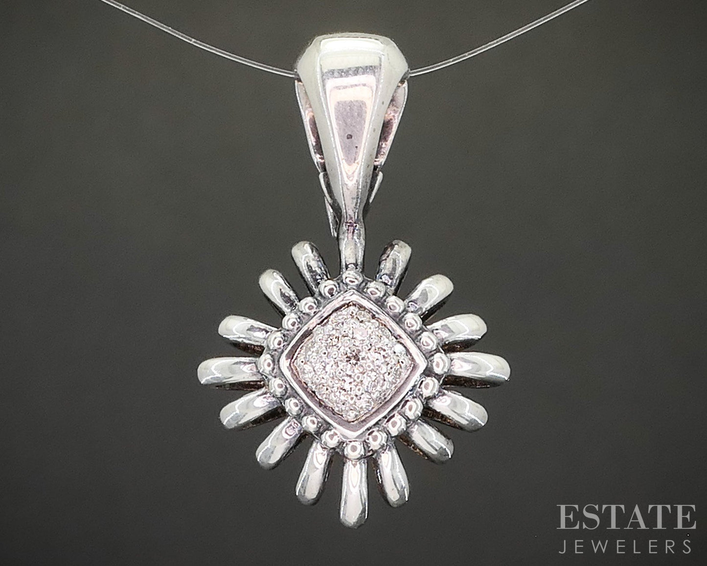 Sterling Silver Lagos Caviar Natural Diamond Pret-a-Porter Pendant 4.6g p16527