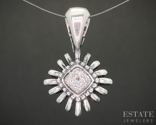 Sterling Silver Lagos Caviar Natural Diamond Pret-a-Porter Pendant 4.6g p16527