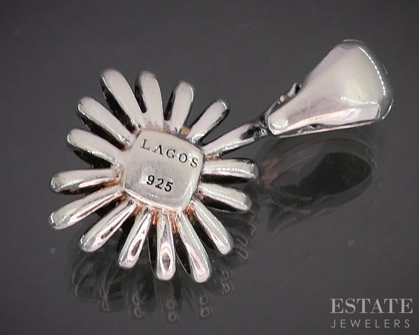 Sterling Silver Lagos Caviar Natural Diamond Pret-a-Porter Pendant 4.6g p16527