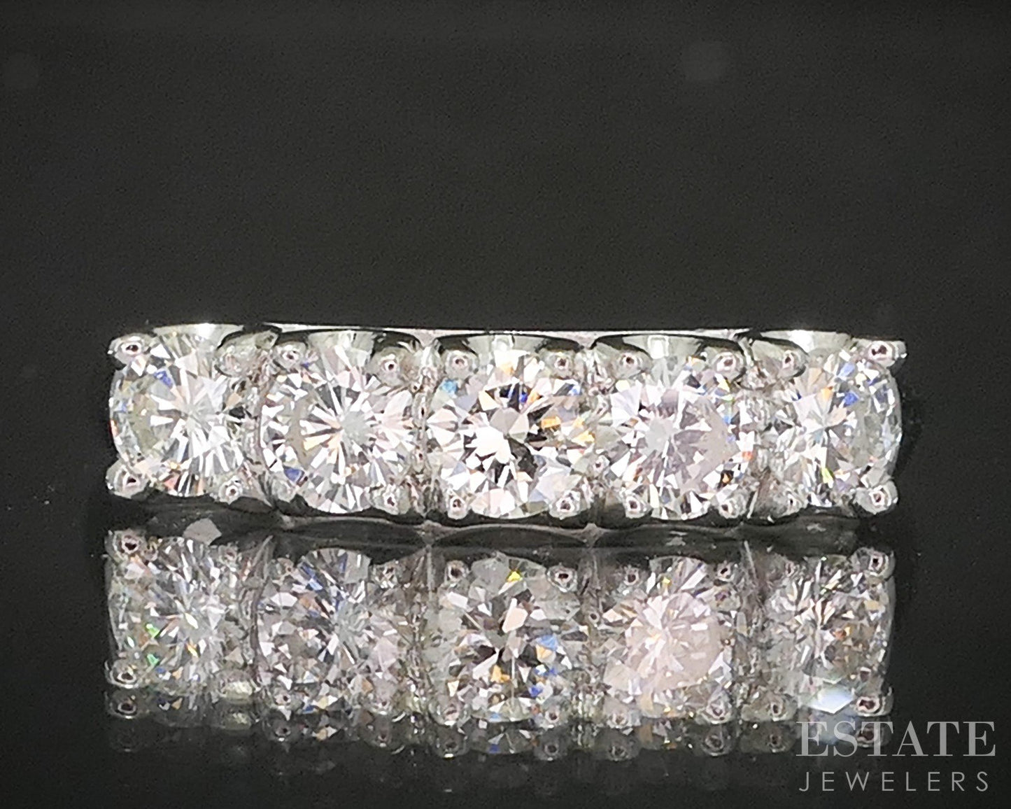 14k White Gold Natural .74ctw Diamond 5-Stone Ladies Wedding Band 3.3g p16532