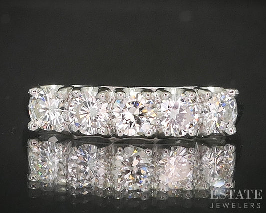 14k White Gold Natural .74ctw Diamond 5-Stone Ladies Wedding Band 3.3g p16532