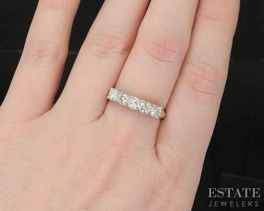 14k White Gold Natural .74ctw Diamond 5-Stone Ladies Wedding Band 3.3g p16532