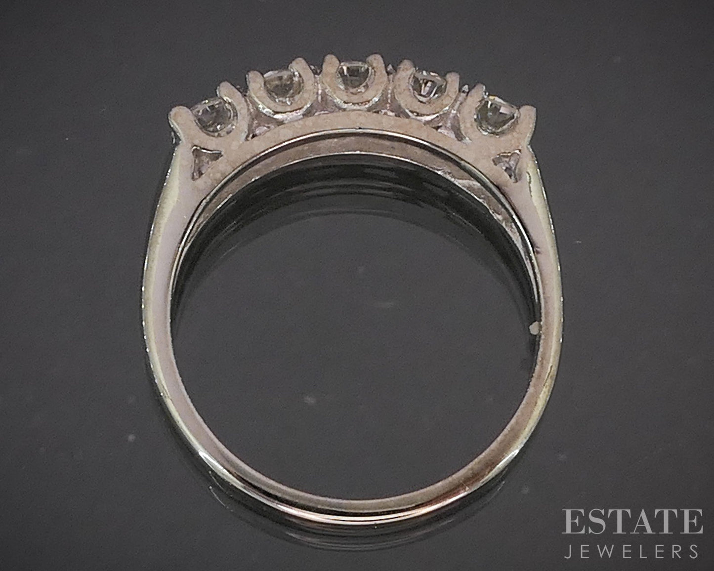 14k White Gold Natural .74ctw Diamond 5-Stone Ladies Wedding Band 3.3g p16532