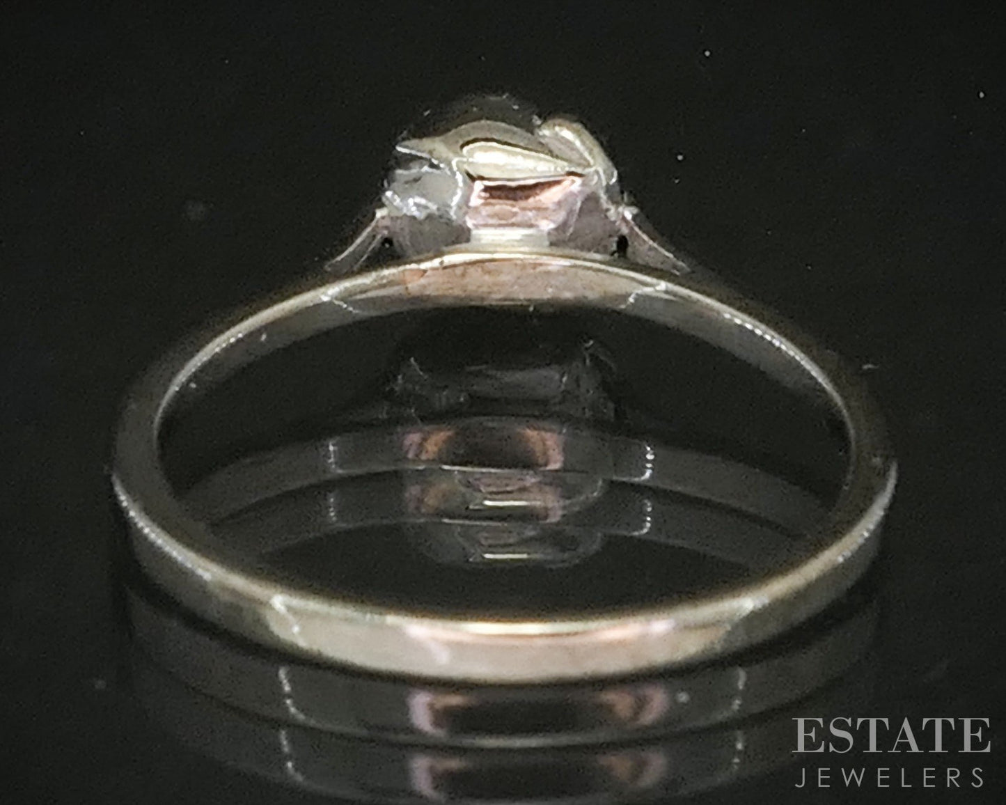 Vintage 10k White Gold Single Cut Natural Diamond Flower Ring 1.7g p16524